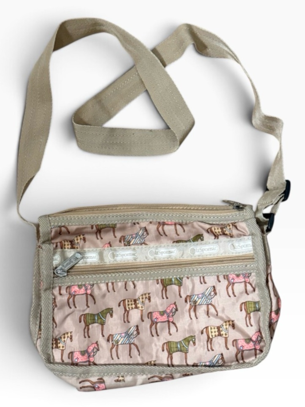 LeSportsac - Horse-Print Crossbody with Neutral Trim